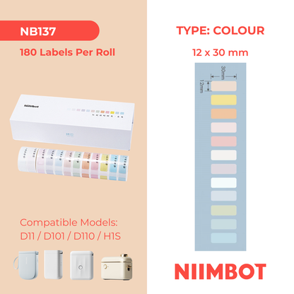 NB137 - NIIMBOT - D11 / D101 / D110 / H1S - 12X30MM - 180 SPRING EDITION LABELS - 12 X ROLLS