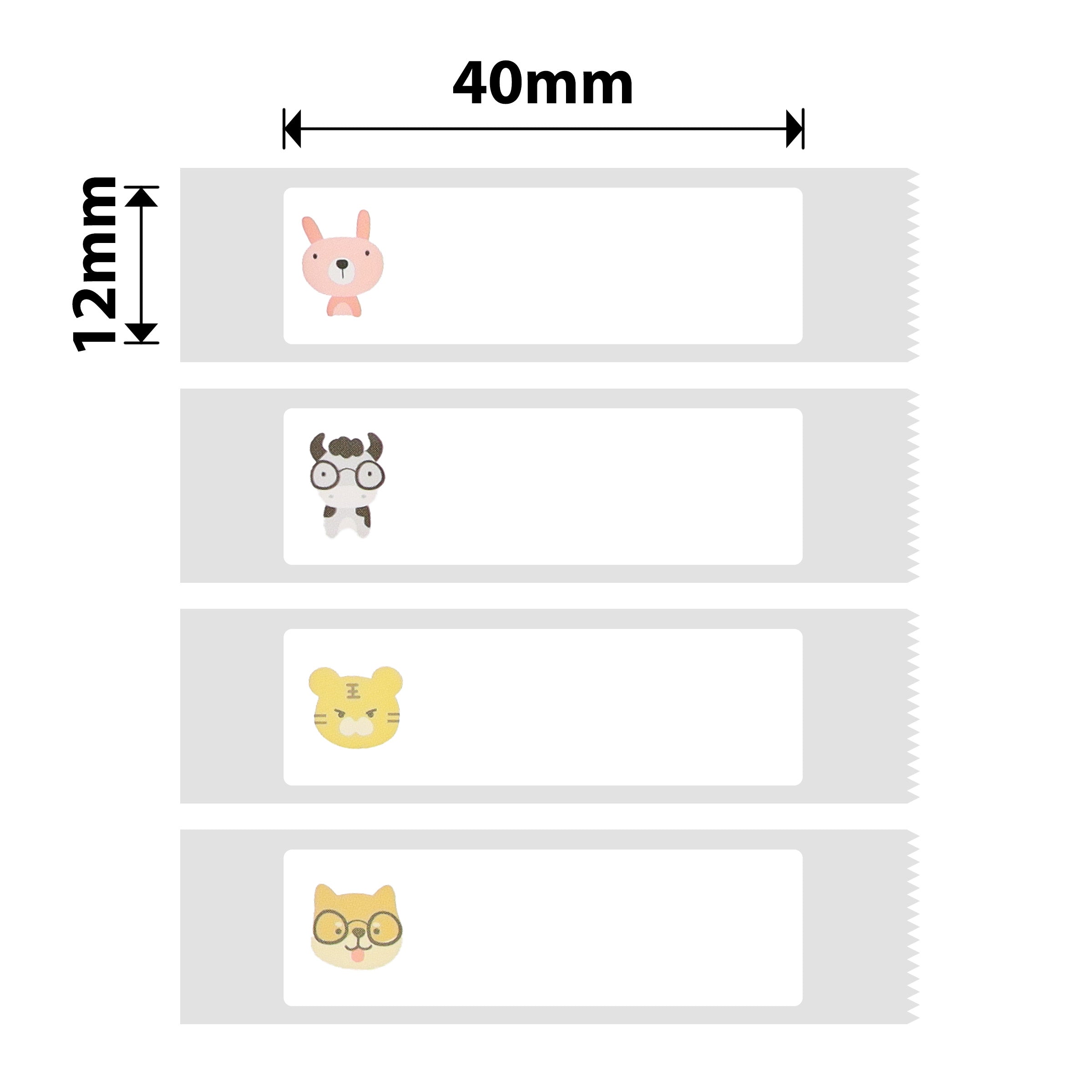 NB139 - NIIMBOT - D11 / D101 / D110 / H1S - RP12X40MM - 160 ÉTIQUETTES PAR ROULEAU - MOTIFS ZOO