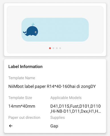 NB146 - NIIMBOT - D11 / D101 / D110 / H1S - RP14X40MM - 160 LABELS PER ROLL -  MIXED SEA ANIMALS DESIGN