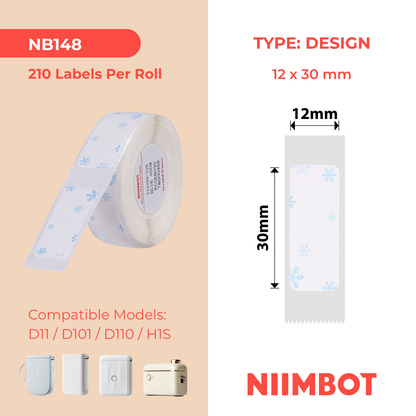 NB148 - NIIMBOT - D11 / D101 / D110 / H1S - 12X30MM - 210 BLUE SNOW LABELS