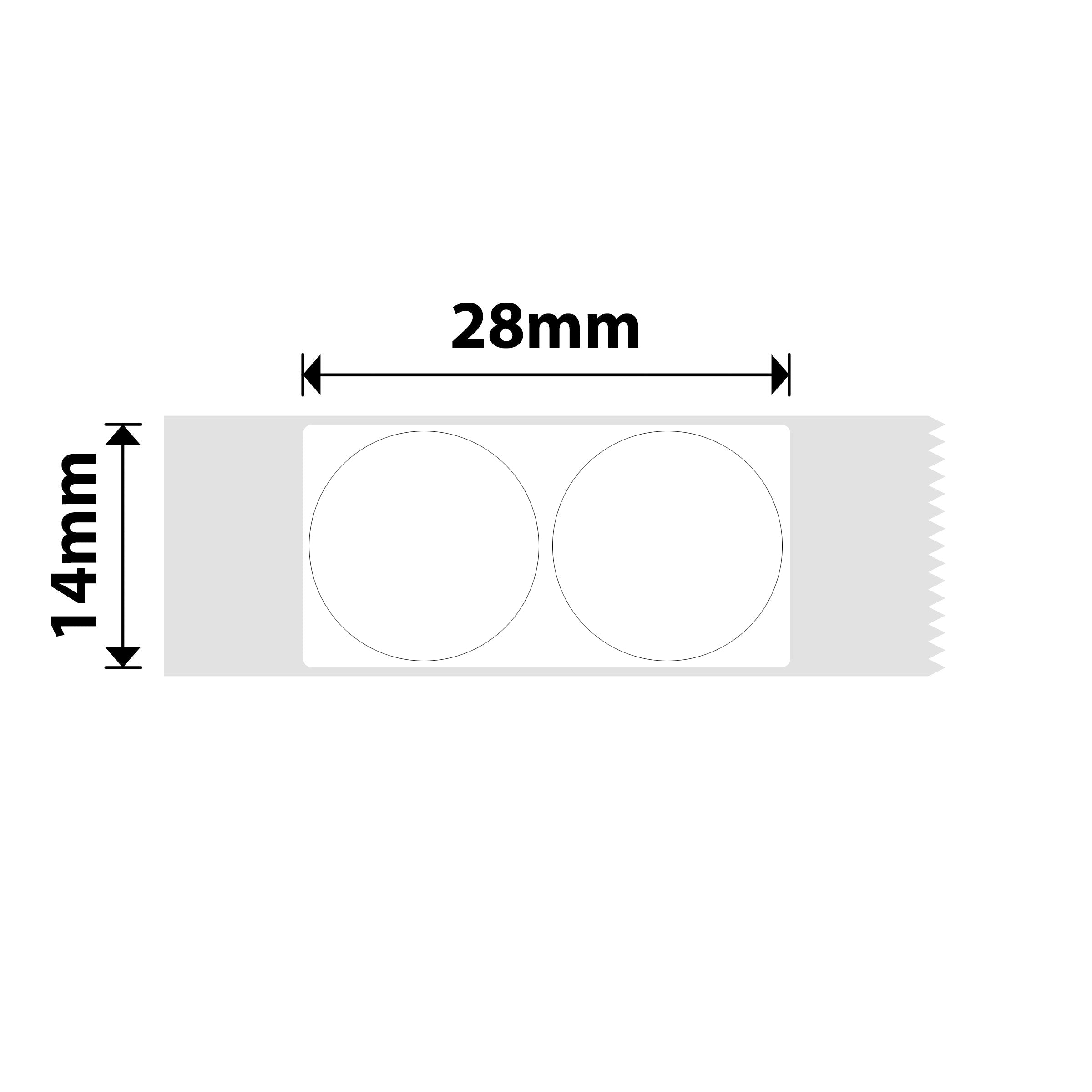 NB151 - NIIMBOT - D11 / D101 / D110 / H1S - 14X28MM - 205 ETICHETTE PER ROTOLO - DOPPIO ROTONDO - BIANCO