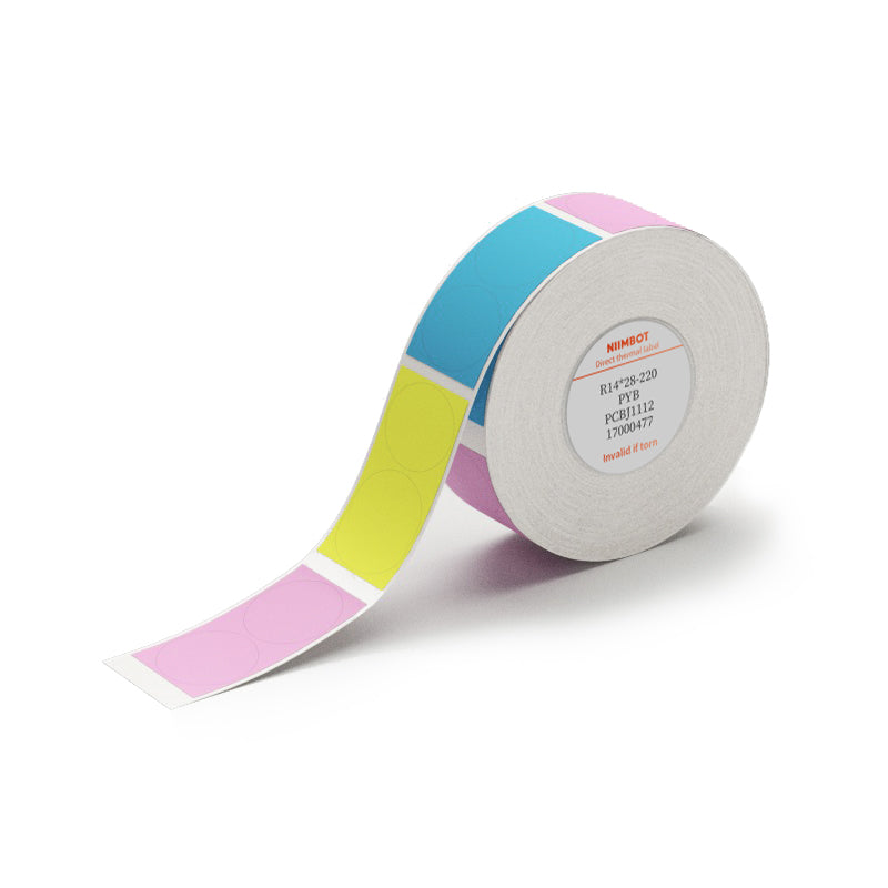 NB155 - NIIMBOT - D11 / D101 / D110 / H1S - 14X28MM - 220 ETICHETTE PER ROTOLO - VENDUTE CON DESIGN PYB (MULTICOLORE)