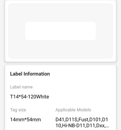 NB166 - NIIMBOT - D11 / D101 / D110 / H1S - 14X54MM - 120 WHITE LABELS
