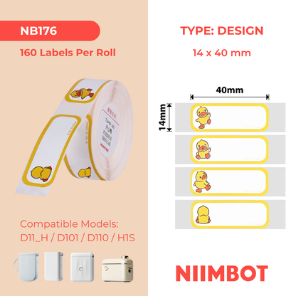 NIIMBOT - D Range - 14x40mm - Happy Duck - 160 Labels