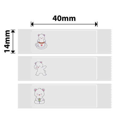 NB421 - Niimbot - B18 / N1 - 14x40mm - 150 Bear Transparent Labels