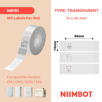 NB421 - NIIMBOT - B18 / N1 - 14X40MM - 160 BEAR LABELS