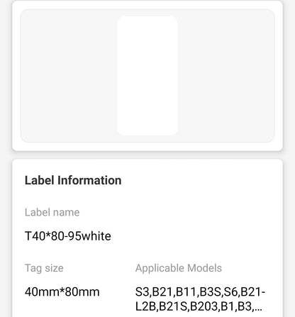 NB193 - NIIMBOT - B1 / B21 / B3S / B4 - 40X80MM - 95 WHITE LABELS