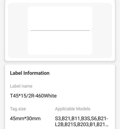 NB194 - NIIMBOT - B1 / B21 / B3S / B4 - 45X15MM/2R - 460 WHITE LABELS