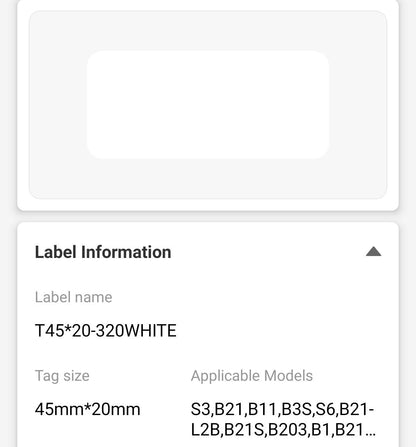 NB195 - NIIMBOT - B1 / B21 / B3S / B4 - 45X20MM - 320 WHITE LABELS