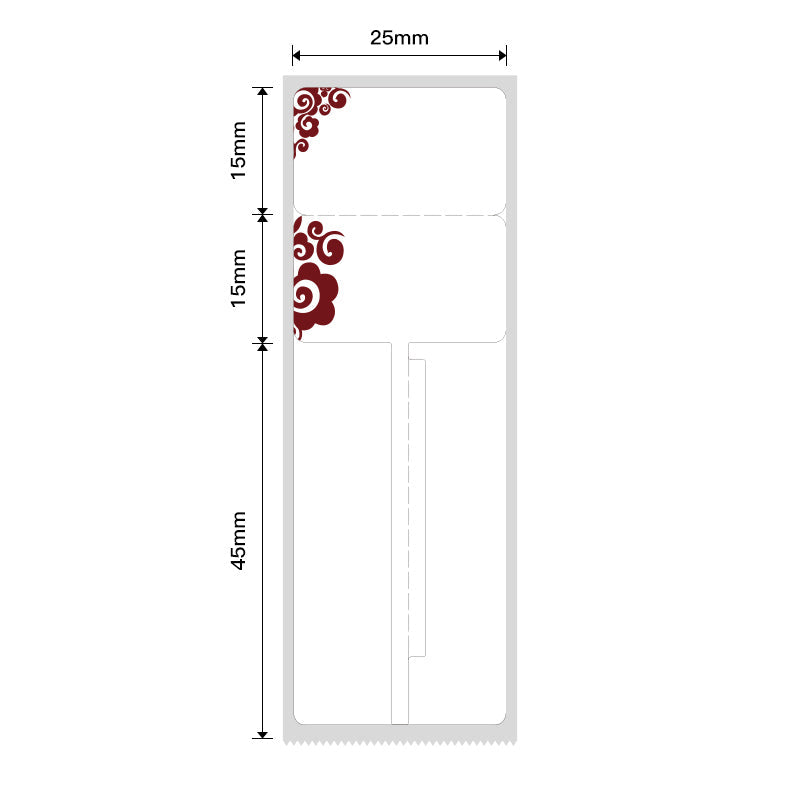 NB206 - NIIMBOT - B1 / B21 / B3S / B4 - R02T - 25X75MM (25X30+45) - 100 LABELS PER ROLL - DEEP RED DESIGN