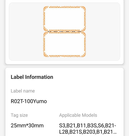 NB207 - NIIMBOT - B1 / B21 / B3S / B4 - 25X75MM - 100 ORANGE INK CABLE LABELS