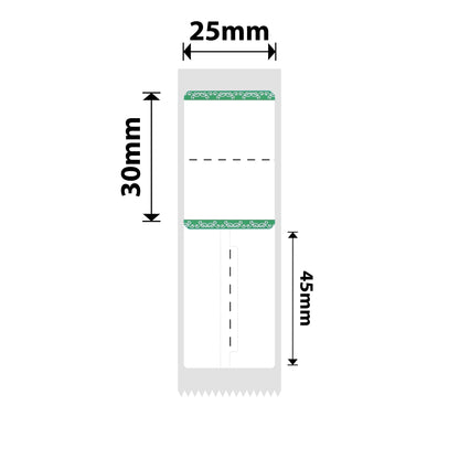 NB208 - NIIMBOT - B1 / B21 / B3S / B4 - 25X30+45MM - ANELLO - 100 ETICHETTE PER ROTOLO - DESIGN CON BORDO VERDE 