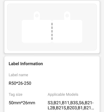 NB211 - NIIMBOT - B1 / B21 / B3S / B4 - 50X26MM - 250 WHITE LABELS WITH HOLE
