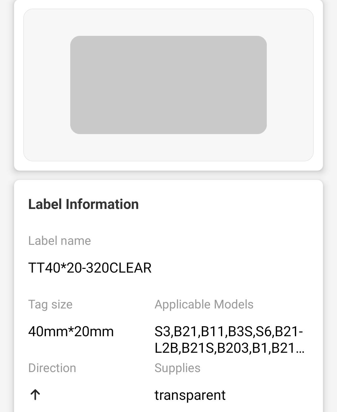 NB213 - NIIMBOT - B1 / B21 / B3S / B4 - T40X20MM - 320 LABELS PER ROLL - TRANSPARENT