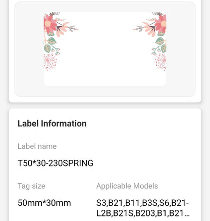 NB220 - NIIMBOT - B1 / B21 / B3S / B4 - 50X30MM - 230 SPRING LABELS