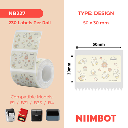 NB227 - NIIMBOT - B1 / B21 / B3S / B4 - 50X30MM - 230 LIGHT YELLOW DUCK LABELS