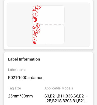 NB228 - NIIMBOT - B1 / B21 / B3S / B4 - R02T - 25X75MM (25x30+45) - 100 LABELS PER ROLL - RED PATTERN DESIGN