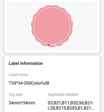 NB233 - NIIMBOT - B1 / B21 / B3S / B4 - 34X34MM - 200 WAVY ROUND PINK, YELLOW & BLUE MIXED LABELS
