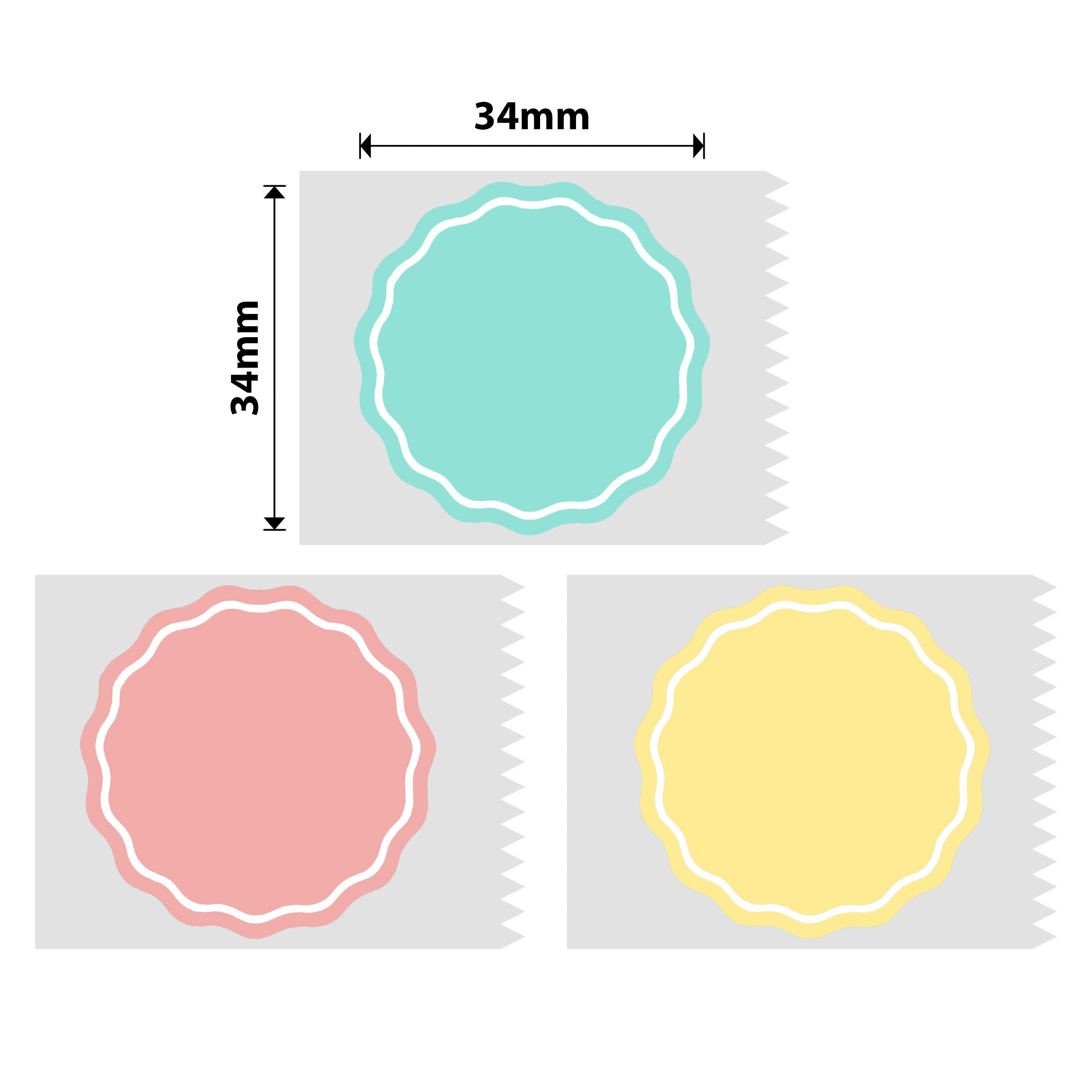 NB233 - NIIMBOT - B1 / B21 / B3S / B4 - 34X34MM - 200 WAVY ROUND PINK, YELLOW & BLUE MIXED LABELS