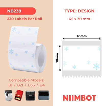 NB238 - NIIMBOT - B1 / B21 / B3S / B4 - 45X30MM - 230 SNOW BLUE LABELS