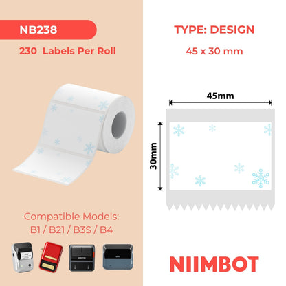 NB238 - NIIMBOT - B1 / B21 / B3S / B4 - 45X30MM - 230 ETICHETTE PER ROTOLO - DESIGN BLU NEVE 