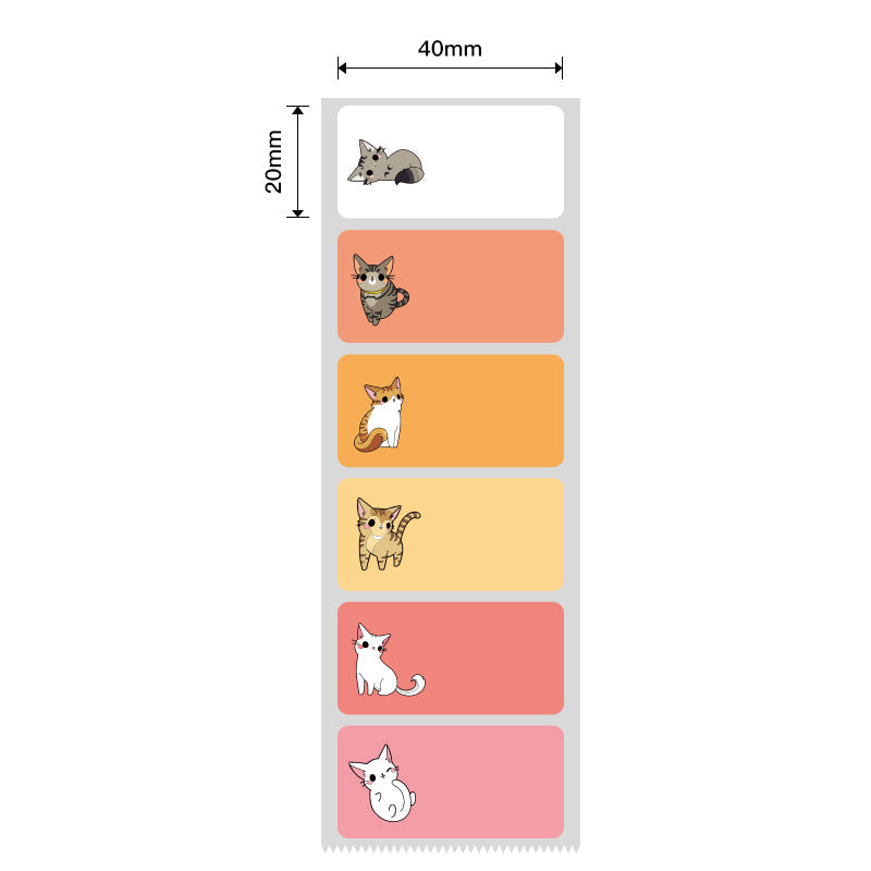 NB240 - NIIMBOT - B1 / B21 / B3S / B4 - 40X20MM - 320 RED/ORANGE THERMAL LABELS - CAT DESIGN