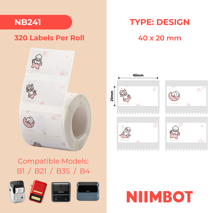 NB241 - NIIMBOT - B1 / B21 / B3S / B4 - 40X20MM - 320 ETICHETTE PER ROTOLO - DESIGN ANATRA 