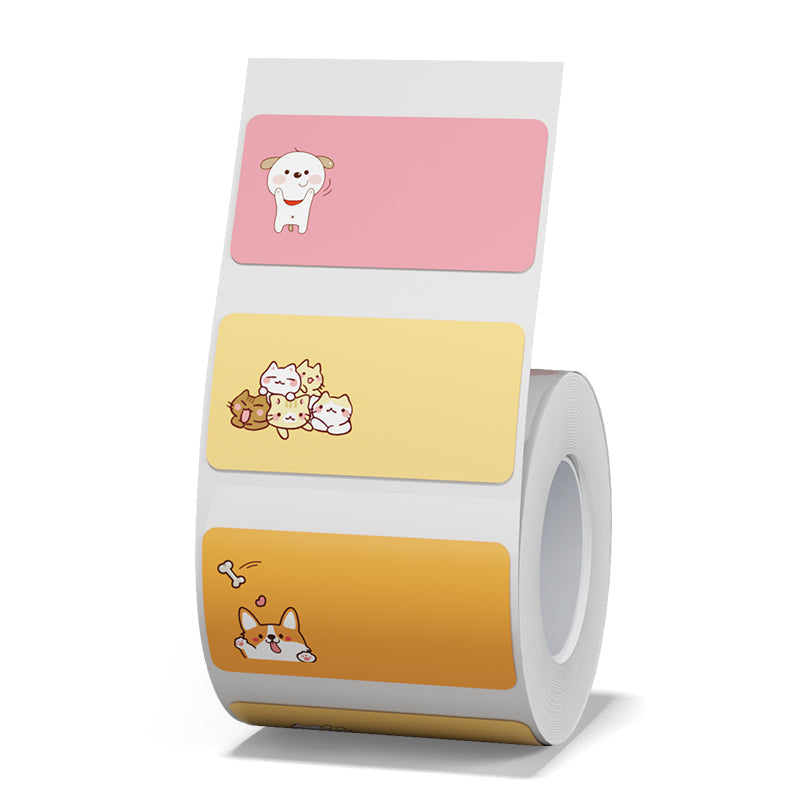 NIIMBOT - B Range - 40x20mm - Pink & Orange, Cat & Dog - 320 Labels
