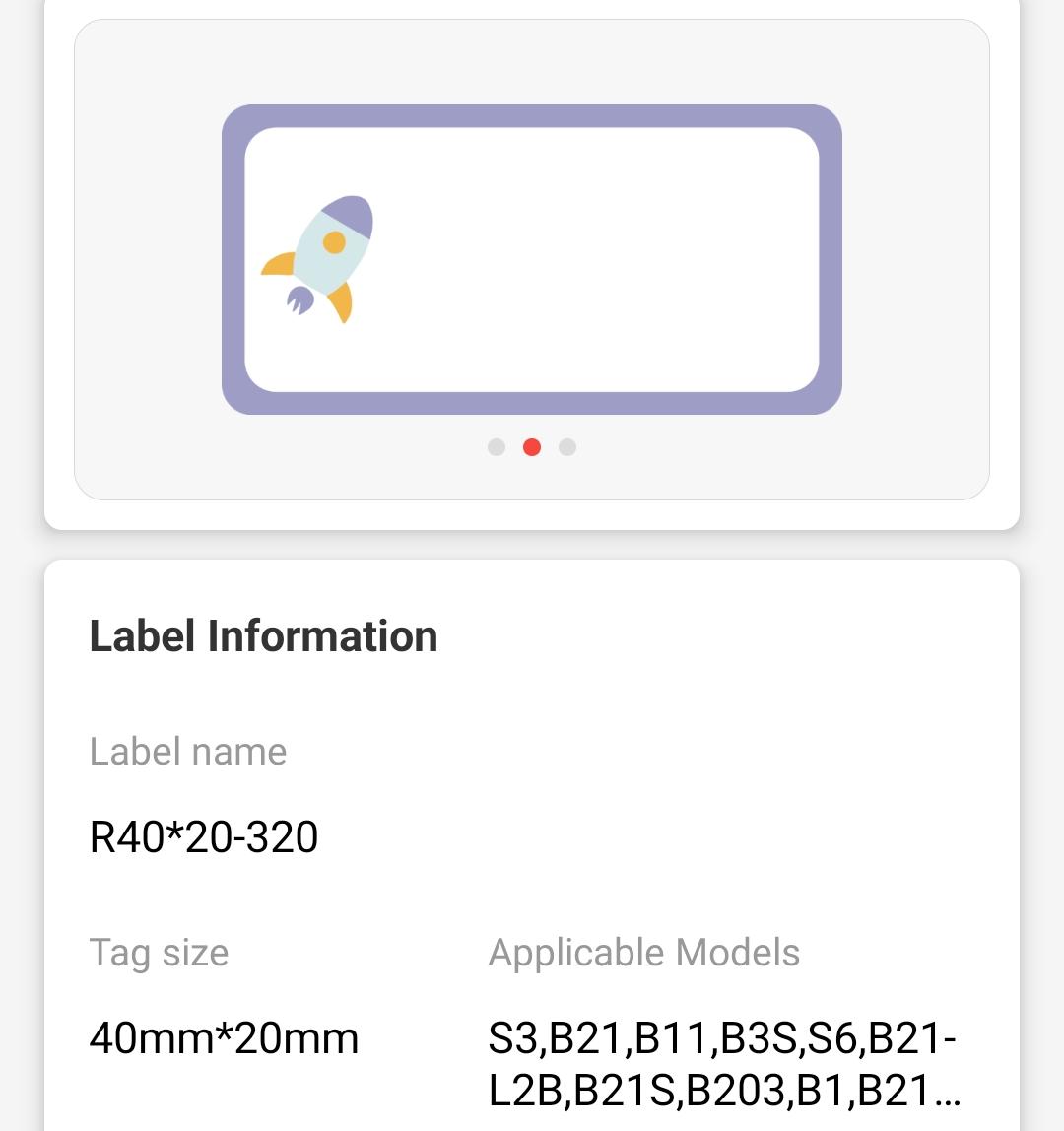 NB244 - NIIMBOT - B1 / B21 / B3S / B4 - 40X20MM - 320 LABELS PER ROLL - TOY DESIGN