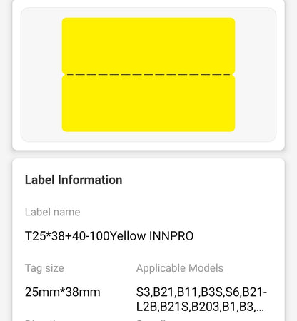 NB248 - NIIMBOT - B1 / B21 / B3S / B4 - 25X78MM - 100 YELLOW CABLE LABELS