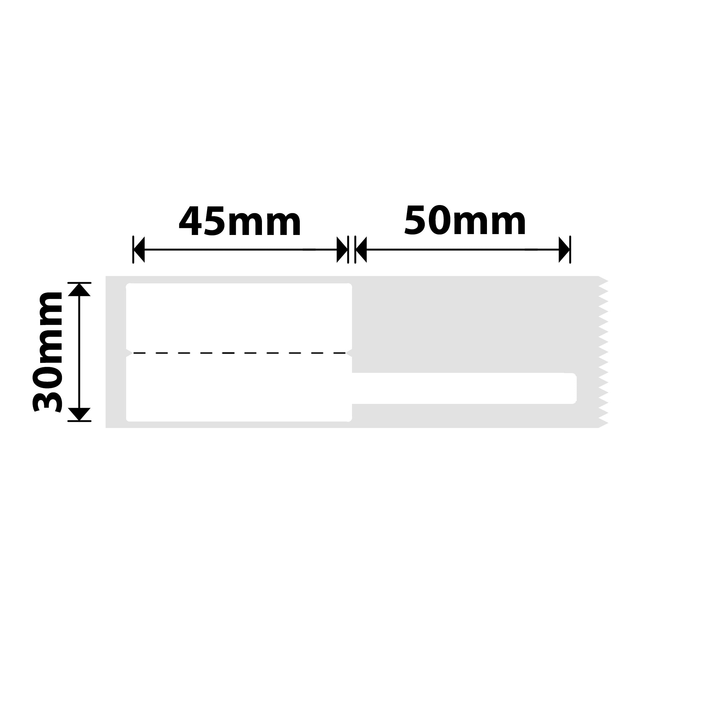 NB251 - NIIMBOT - B1 / B21 / B3S / B4 - R03F - 30 x 95 mm (30 x 45 + 50 x 9) - 80 étiquettes par rouleau - Câble - Blanc