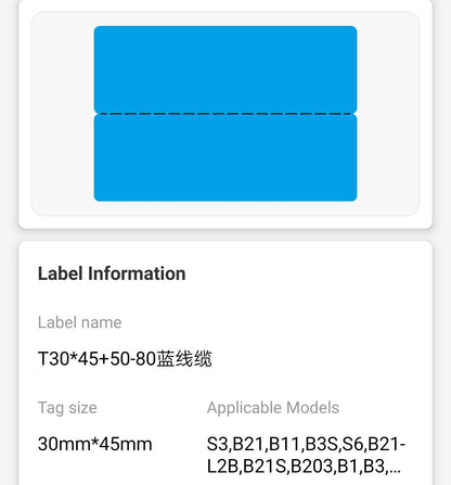 NB254 - NIIMBOT - B1 / B21 / B3S / B4 - 30X95MM - 80 BLUE CABLE LABELS