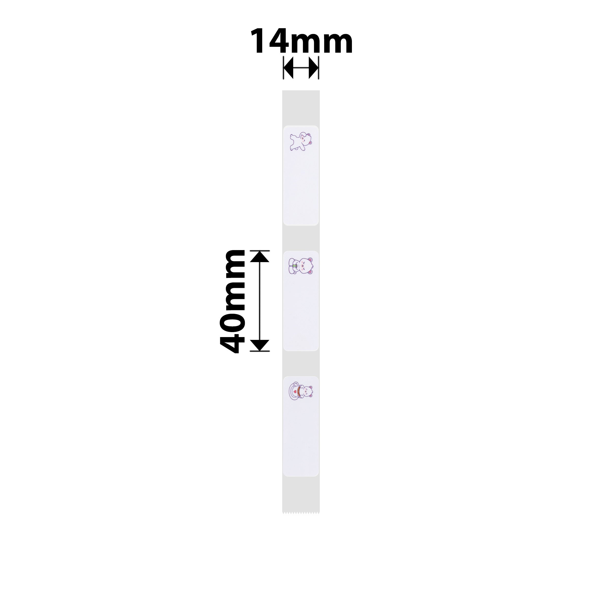 NB256 - NIIMBOT - D11 / D101 / D110 / H1S - ER14X40MM - 160 LABELS PER ROLL - LAZY BEAR DESIGN