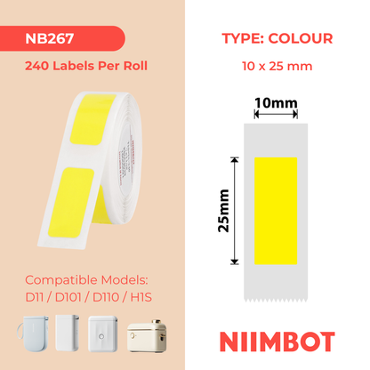 NB267 - NIIMBOT - D11 / D101 / D110 / H1S - 10X25MM - 240 YELLOW LABELS