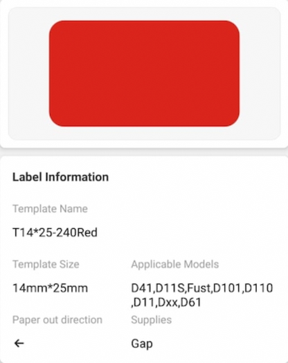 NB278 - NIIMBOT - D11 / D101 / D110 / H1S - 14X25MM - 240 RED LABELS