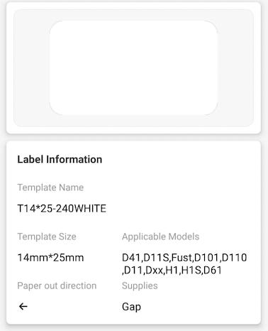 NB279 - NIIMBOT - D11 / D101 / D110 / H1S - R14X25MM - 240 LABELS PER ROLL - WHITE
