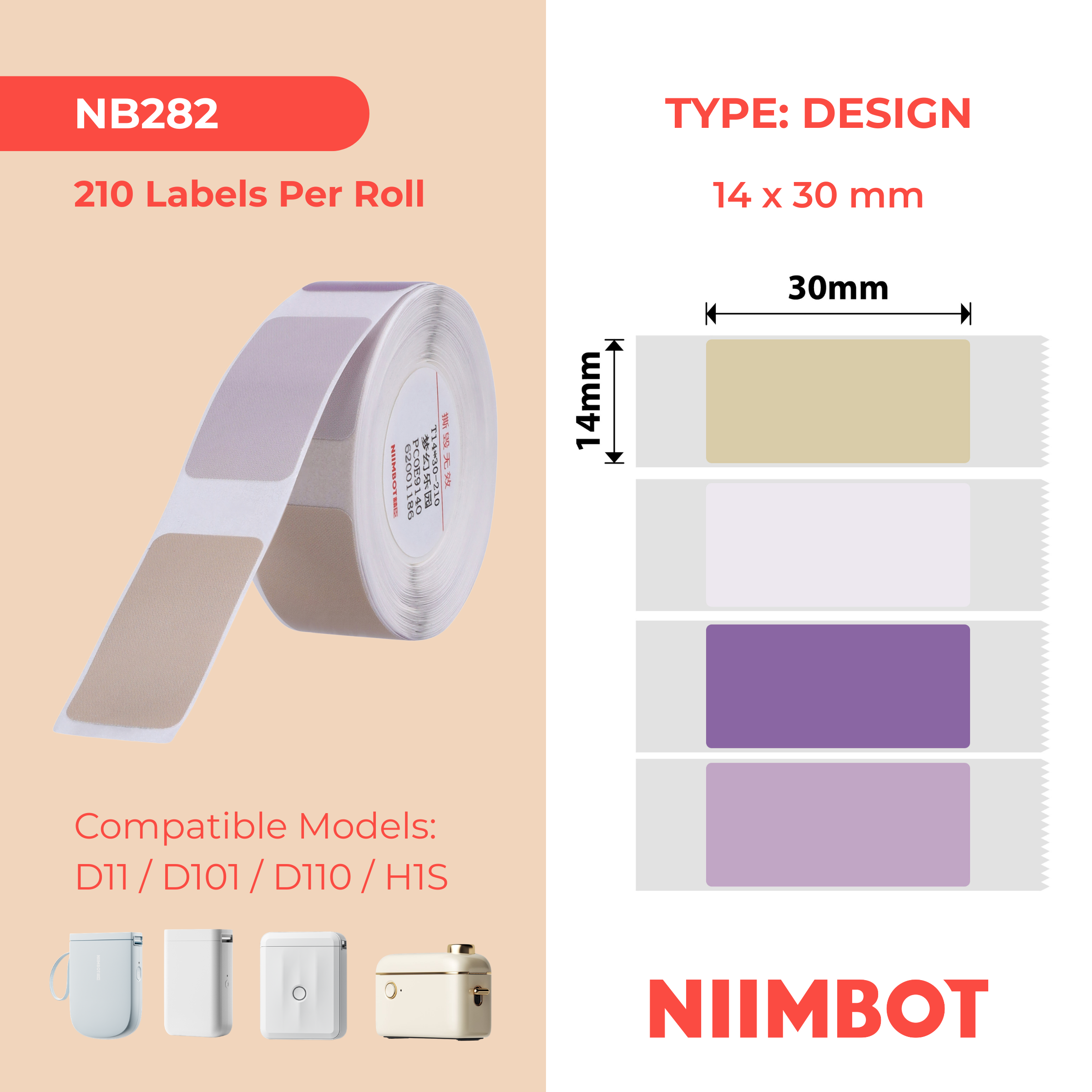 NB282 - NIIMBOT - D11 / D101 / D110 / H1S - 14X30MM - 210 DREAM PARK 4 COLOURS LABELS