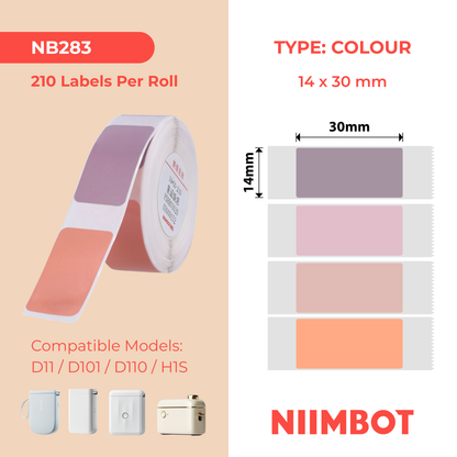 NB283 - NIIMBOT - D11 / D101 / D110 / H1S - 14X30MM - 210 PINK 4 COLOURS LABELS