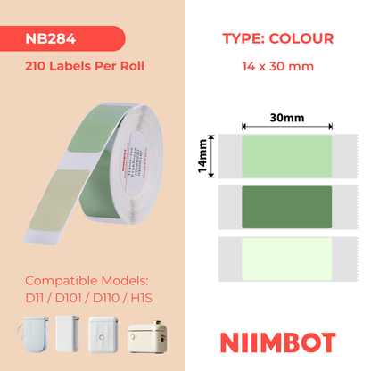 NB284 - NIIMBOT - D11 / D101 / D110 / H1S - R14X30MM - 210 ÉTIQUETTES PAR ROULEAU - VERT (3 COULEURS)