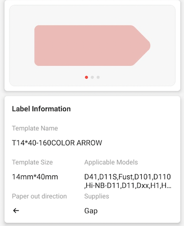 NB293 - NIIMBOT - D11 / D101 / D110 / H1S - R14X40MM - 160 LABELS PER ROLL - COLOUR ARROW DESIGN