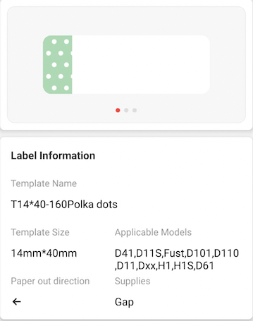 NB297 - NIIMBOT - D11 / D101 / D110 / H1S - 14X40MM - 160 POLKA DOTS LABELS