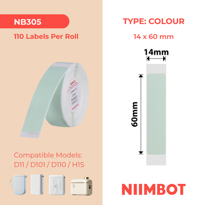NB305 - NIIMBOT - D11 / D101 / D110 / H1S - 14X60MM - 110 GREEN LABELS