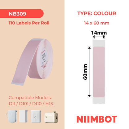 NB309 - NIIMBOT - D11 / D101 / D110 / H1S - R14X60MM - 110 ÉTIQUETTES PAR ROULEAU - ROSE