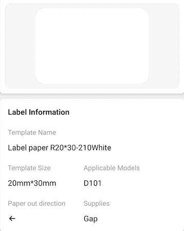 NB313 - NIIMBOT - SOLO D101 - R20X30MM - 210 ETICHETTE PER ROTOLO - BIANCO