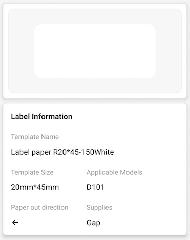 NB315 - NIIMBOT - SOLO D101 - R20X45MM - 150 ETICHETTE PER ROTOLO - BIANCO