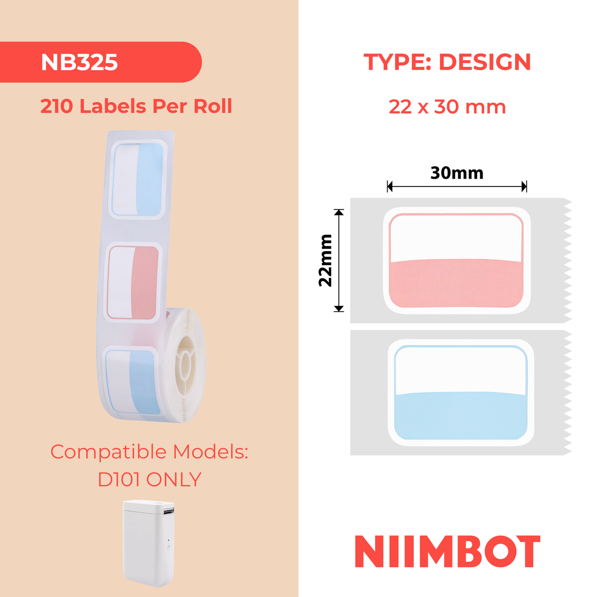 NIIMBOT - D101 Only - 22x30mm - Cool Summer - 210 Labels