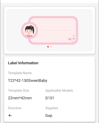 NB327 - NIIMBOT - SOLO D101 - R22X42MM - 150 ETICHETTE PER ROTOLO - DESIGN SWEET BABY