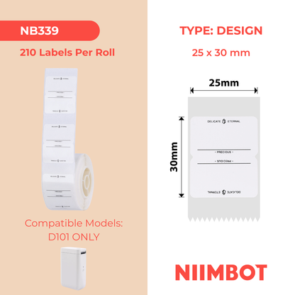 NB339 - NIIMBOT - D101 ONLY - 25X30MM - 210 FOREVER LABELS
