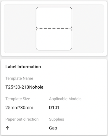 NB341 - NIIMBOT - D101 ONLY - R25X30MM - 210 LABELS PER ROLL - NO HOLE DESIGN