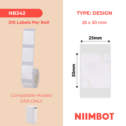 NB342 - NIIMBOT - D101 UNIQUEMENT - R25X30MM - 210 ÉTIQUETTES PAR ROULEAU - MARQUE PANDORA